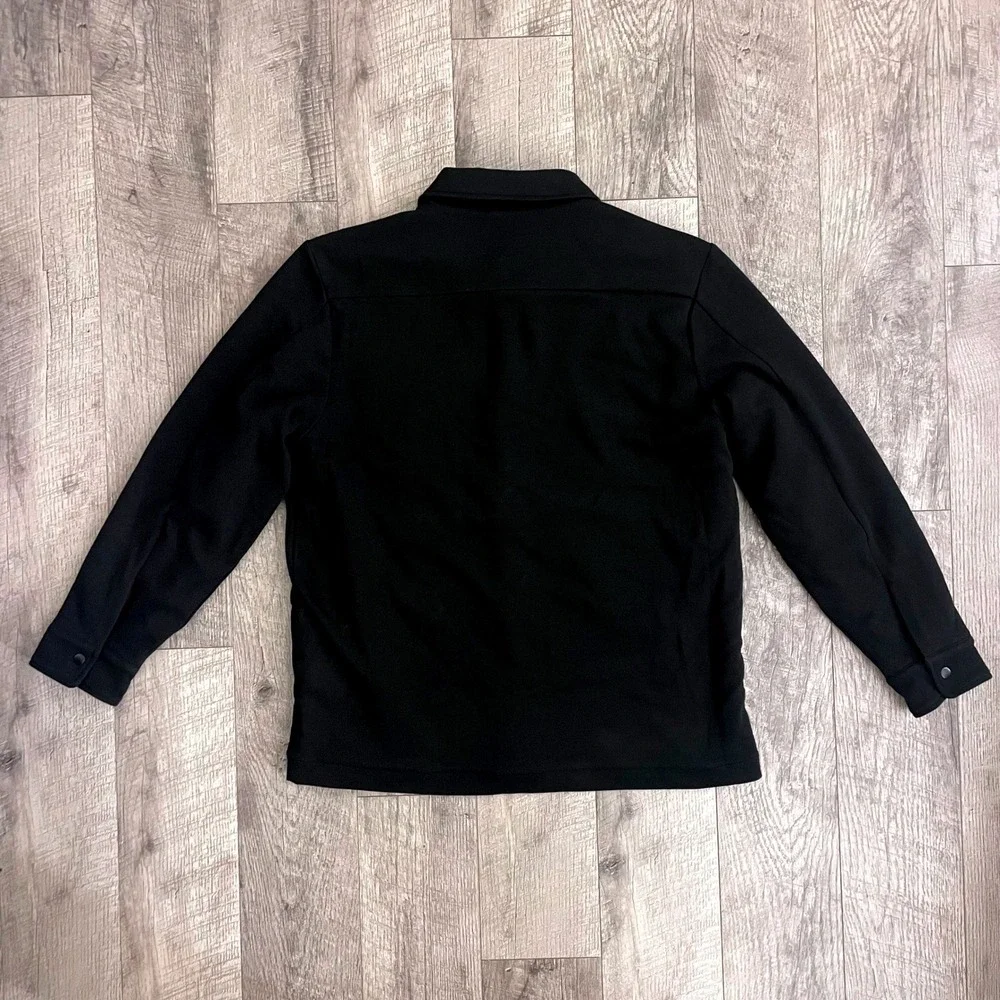 Banana Republic Mens Sherpa Lined Shirt Jacket Black Twill‎ Snap Front Large NWT